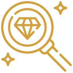 Gold magnifying glass and diamond